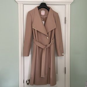 Ted Baker Midi Wool Wrap Coat-Camel, US 6